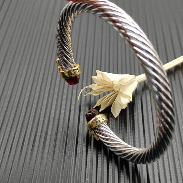 523E9769-670C-4712-9EBF-6133AAB61CD8.jpg 7mm Cable Bracelet with Garnet & Diamond Accents ??Gold Cap