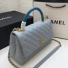Chanel Large Flap Bag With Top Handle Light Grey For Women, Womens Handbags, Shoulder And Crossbody Bags 11in/28cm A92991