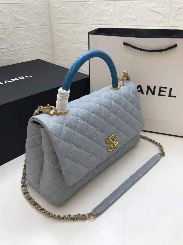 Chanel Large Flap Bag With Top Handle Light Grey For Women, Womens Handbags, Shoulder And Crossbody Bags 11in/28cm A92991