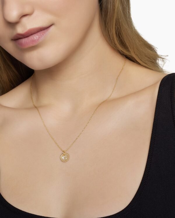 Initial Charm Necklace 18K Yellow Gold with Diamond C