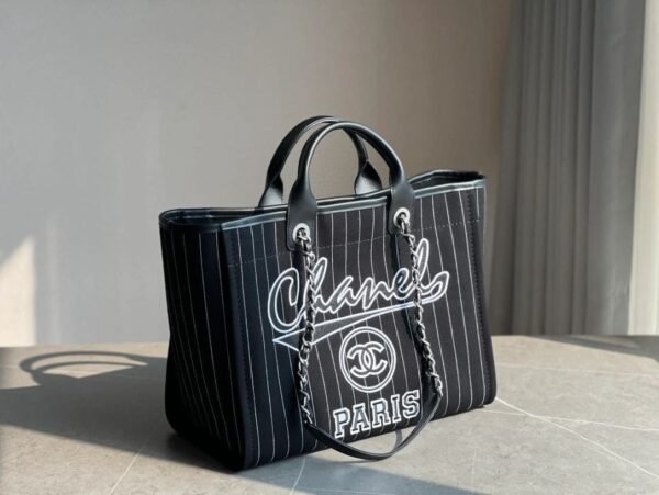 536C1469-3B70-DFCF-C570-CAEE38D4255C.jpg CHANEL Deauville 2wayTote Bag Black A66941 Cotton Leather