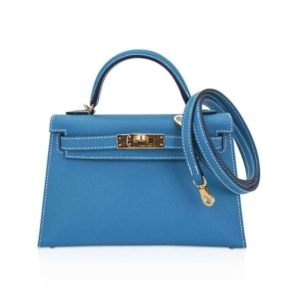 53855A83-8E69-5882-DC2E-3B0E862F14C1.jpg Mini Kelly 20 Bag Sellier New Blue Jean Epsom Leather with Gold Hardware