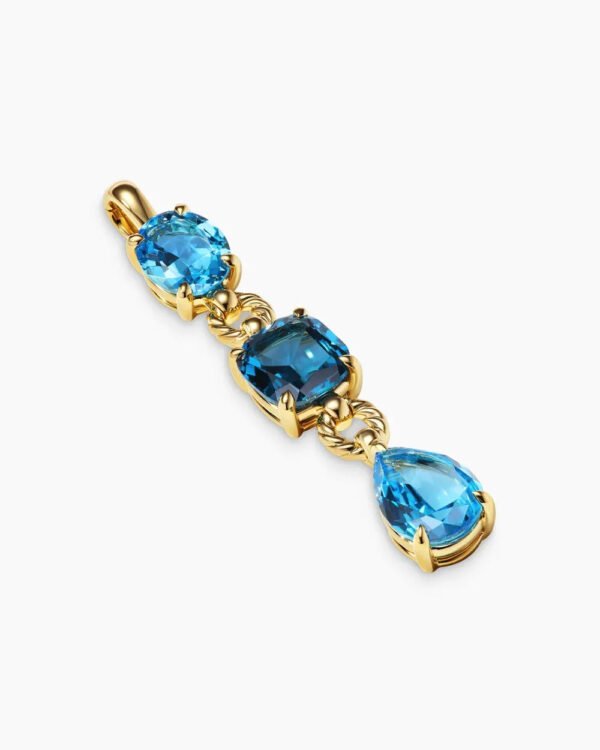 Marbella Y Pendant 18K Yellow Gold with Blue Topaz and Hampton Blue Topaz, 57.8mm