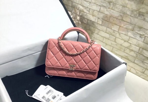 Chanel Hand-Held Oblique Cross Bag Pink For Women, Women&rsquo;s Bags 6.7in/19cm
