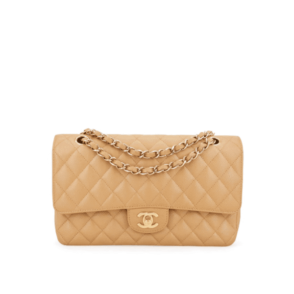 546785E9-B366-C945-26CA-2AF74B1385CD.png CHANEL Dark Beige Caviar Medium Classic Double Flap Bag