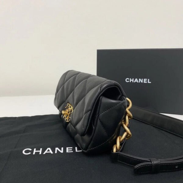 Chanel Lambskin Quilted Chanel 19 Waist Bag As1163 Black