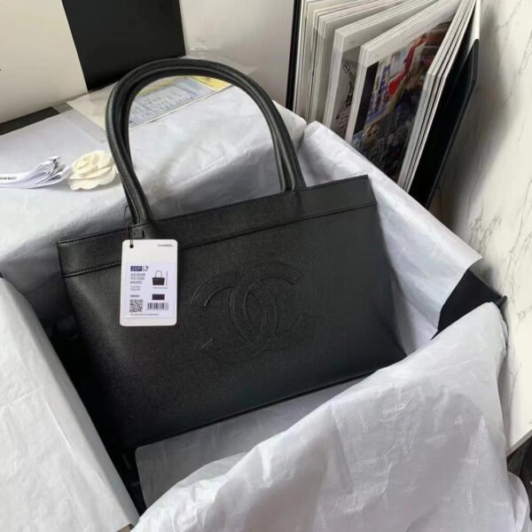 Chanel Vintage CC Open Tote Caviar East West Black For Women, Women&rsquo;s Bags 14.5in/36.9cm