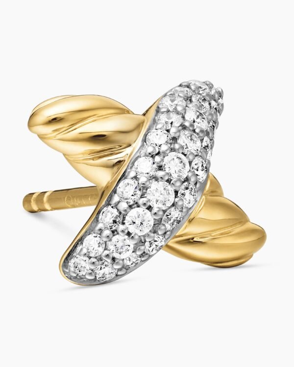 54C8EBC1-308C-4546-6711-8F918AB9ABB7.jpg Petite X Stud Earrings 18K Yellow Gold with Diamonds, 8.4mm