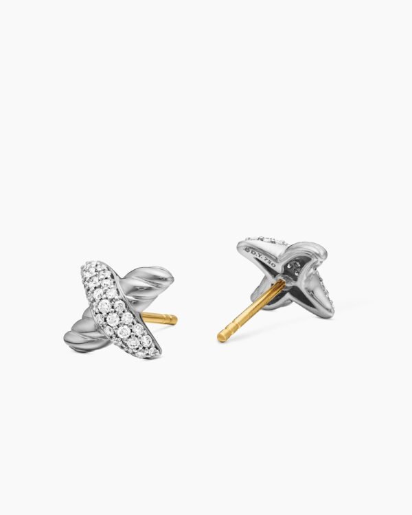 55344A92-E6B2-B03C-1E6C-0929CCBB9A80.jpg Petite X Stud Earrings Sterling silver with Diamonds, 8.4mm
