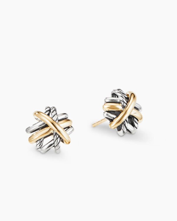 557AD5C9-BB94-5AA9-3EB2-43C5D6F56386.jpg Crossover Stud Earrings Sterling Silver with 18K Yellow Gold, 11mm