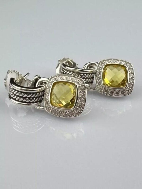 55A30442-0771-901B-F780-6CECBE43A760.jpg Albion® Drop Earrings Sterling Silver with Yellow Onyx and Diamonds