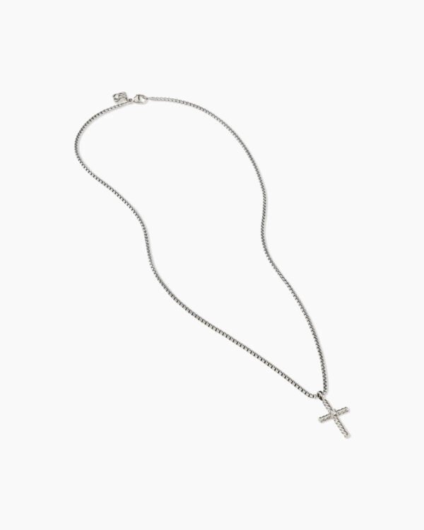 56077E4E-0E1A-CBB7-7004-9F062C24ECCE.jpg Classic Cable Cross Necklace Sterling Silver with Center Diamond, 24.3mm
