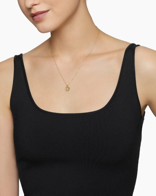 Initial Charm Necklace 18K Yellow Gold with Diamond A