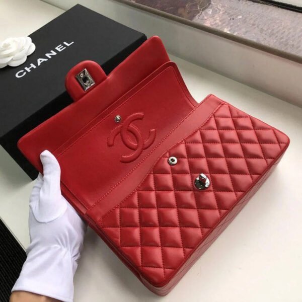 Chanel Classic HandBag Red For Women 9.9in/25.5cm A01112
