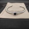 David Yurman  Sterling Silver Diamond And Black Onyx 4mm Noblesse Cable Bracelet