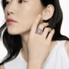 Cable Wrap Ring Sterling Silver with Lavender Amethyst and Diamonds - 6