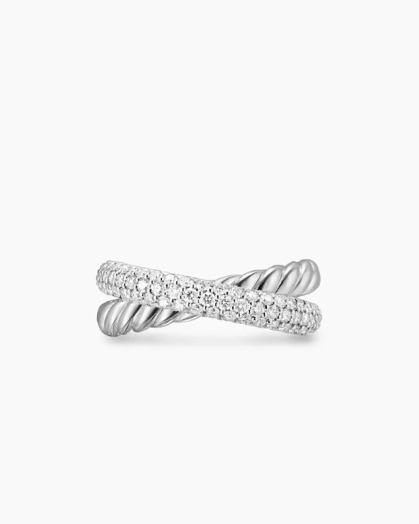 5766801B-55B3-0630-B14D-B3061DD8DCA5.jpg Crossover Two Row Ring Sterling Silver with Diamonds, 7.5mm - 6