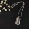 Chevron Tag Sterling Silver with Rainbow Pav&eacute;, 27mm