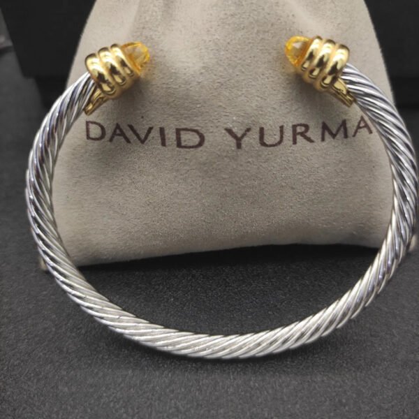 Classic Cable Bracelet Sterling Silver with Citrine and Diamonds, 5mm