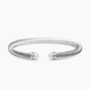 Classic Cable Bracelet Sterling Silver with Diamonds, 5mm
