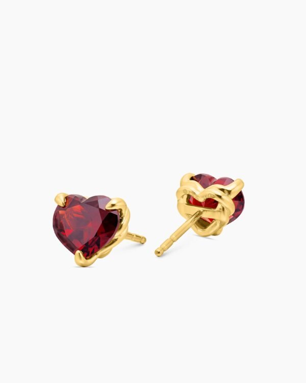 59310AA4-A6DA-665E-6B86-41B4B94FF103.jpg Chatelaine® Heart Stud Earrings 18K Yellow Gold with Garnet, 8mm