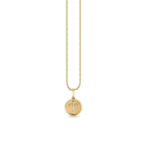 5934C1B6-E79B-D8BD-788E-D13087A10D00.jpg Gold & Diamond Tiny Cross Coin Charm