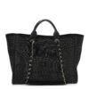 597AD316-2BB7-8E10-6F2A-96786DD25BDD.jpg Mixed Fibers Calfskin Striped Medium Deauville Tote Black