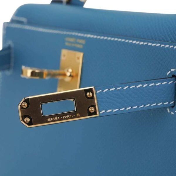 59BBBBE3-5246-AF67-8569-5EED13208CA9.jpg Mini Kelly 20 Bag Sellier New Blue Jean Epsom Leather with Gold Hardware