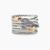 Double X Crossover Ring Sterling Silver with 18K Yellow Gold, 13mm