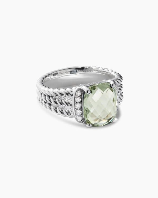 Petite Wheaton&reg; Sterling Silver with Prasiolite and Diamonds, 10mm