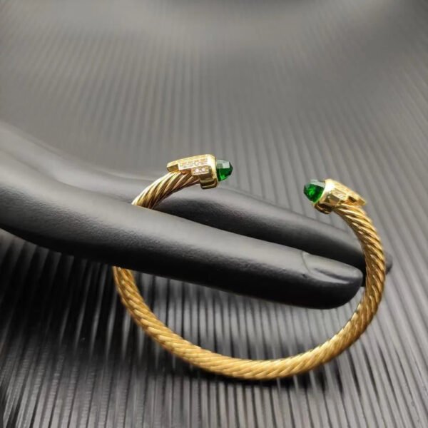 Cable Bracelet with Peridot & Diamond Accents  5mm