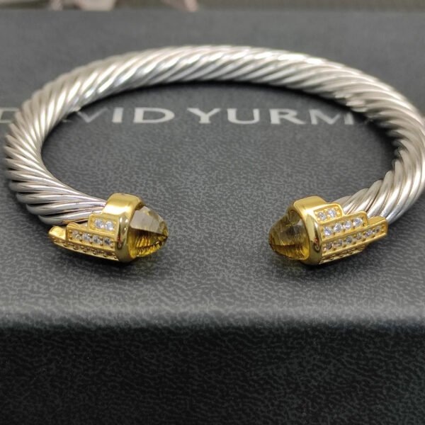 7mm Cable Bracelet with Brown & Diamond Accents ??Gold Cap
