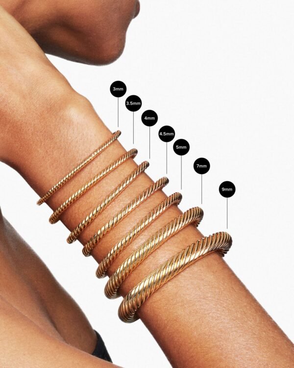 Classic Cablespira Bracelet 18K Yellow Gold with Black Onyx and Diamonds, 5mm