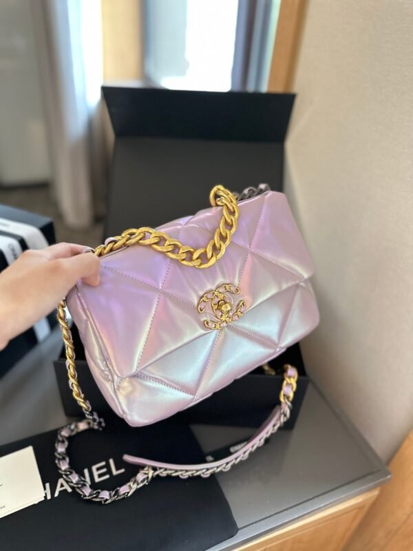 CLASSIC FLAP Small Medium Bag Silver Gold Reverse Hardw - White