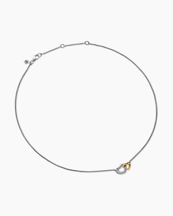 5C28C3E7-8BB2-6BD1-DC56-39184D250EBA.jpg Cable Collectibles® Interlocking Heart Necklace Sterling Silver with 18K Yellow Gold