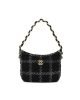 CHANEL Cashmere Tweed Quilted Hobo Black Grey