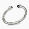 Classic Cable Bracelet Sterling Silver with Black Onyx and Diamonds, 7mm