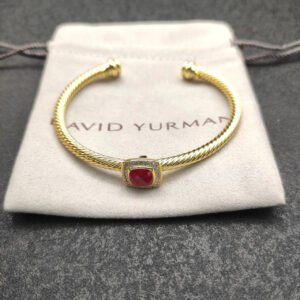 Cable Classics Bracelet with Garnets Diamonds 18K Yellow Gold 4mm