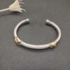X Classic Cable Station Bracelet Sterling Silver with 14K Yellow Gold, 5mm