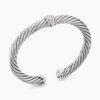 Classic Cable Station Bracelet Sterling Silver with Pave Diamonds, 7mm
