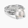 Cable Collectibles&reg; Pearl Ring Sterling Silver with Pearl and Diamonds, 11mm