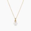 Petite Solari Pendant Necklace 18K Yellow Gold with Pearl and Diamonds, 11.5mm