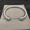 Classic Cable Bracelet Sterling Silver with Diamond Domes, 7mm