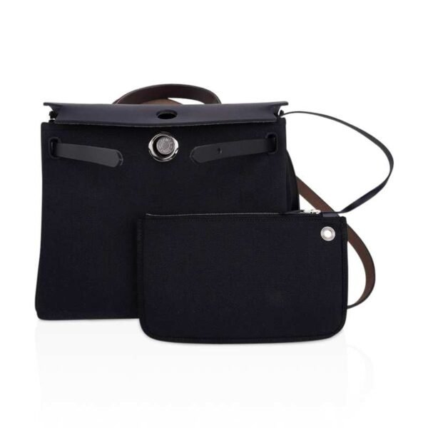 5F28652C-315E-5224-4A33-980393516298.jpg Herbag Zip 31 Bag Retourne Black Toile & Blue Indigo Vache Hunter Leather with Palladium Hardware