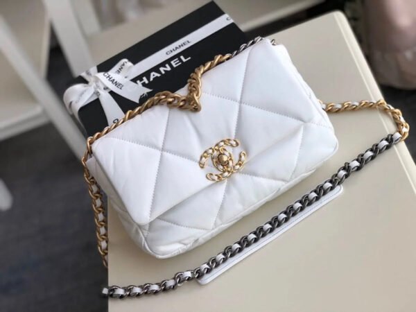 Chanel 19 HandBag White For Women 10.1in/26cm AS1160