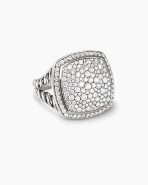 Albion&reg; Ring Sterling Silver with Pave Diamonds, 17mm