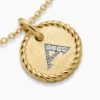 Initial Charm Necklace 18K Yellow Gold with Diamond A