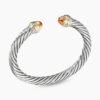 Classic Cable Bracelet Sterling Silver with 14K Yellow Gold and Citrine, 7mm
