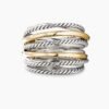 Crossover Ring Sterling Silver with 18K Yellow Gold, 17.8mm