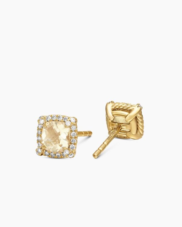6014A5A1-0734-83F0-F58E-53EB3E978570.jpg Petite Chatelaine® Pavé Bezel Stud Earrings 18K Yellow Gold with Champagne Citrine and Diamonds, 5mm